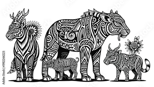 vector, illustration, of animals