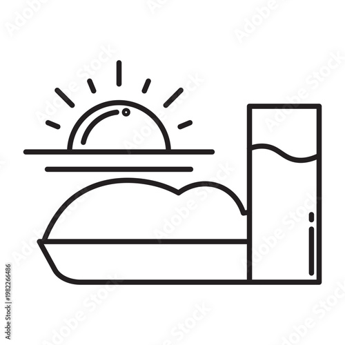 Sunrise Suhoor Vector Line Icon Design
