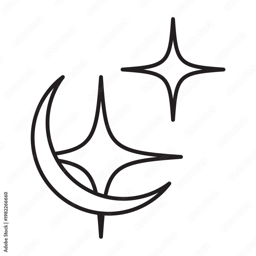 Fototapeta premium Crescent glow Vector Line Icon Design