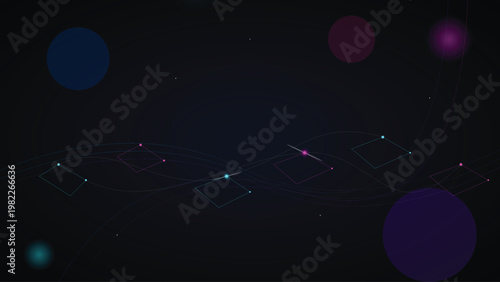 A futuristic digital illustration of a graph with neon-colored dots and lines on a dark background, showcasing a technological concept in a virtual environment from a frontal viewpoint.