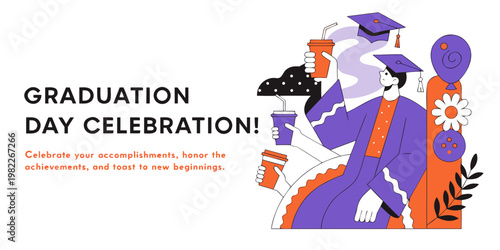 Graduation day celebration achievement illustration with graduation celebration achievement academic education commencement graduate accomplishment milestone illustration creative colorful