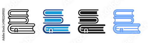 Study Books icon set multiple style collection