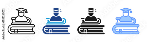 Study Stack icon set multiple style collection