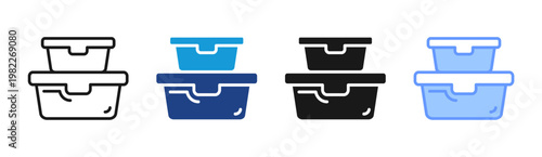 Lunch Box icon set multiple style collection