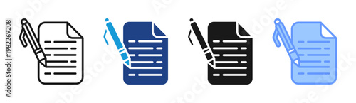 Writing Notes icon set multiple style collection