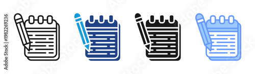 Notebook icon set multiple style collection
