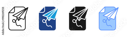 Paperplane icon set multiple style collection