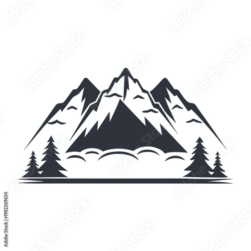 Two-Tone Pixel Mountain Landscape Vector, Simple Retro Gaming Scenery