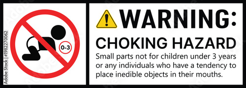 Choking Hazard Warning Sign for Small Parts Safety Label Children Toy Warning Symbol