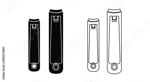 Four nail clippers displayed in a black and white design silhouette