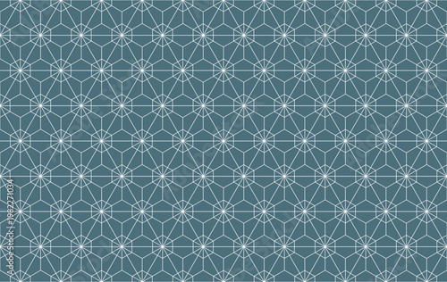 Obraz na plátně White triangles and hexagons on green background