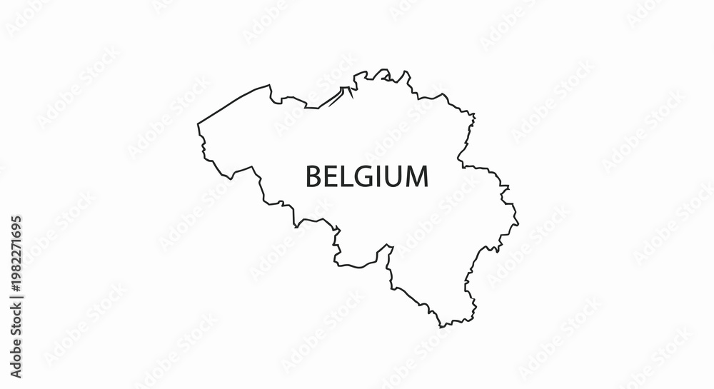 Fototapeta A grayscale outline of belgium with the country s name prominently displayed within its borders
