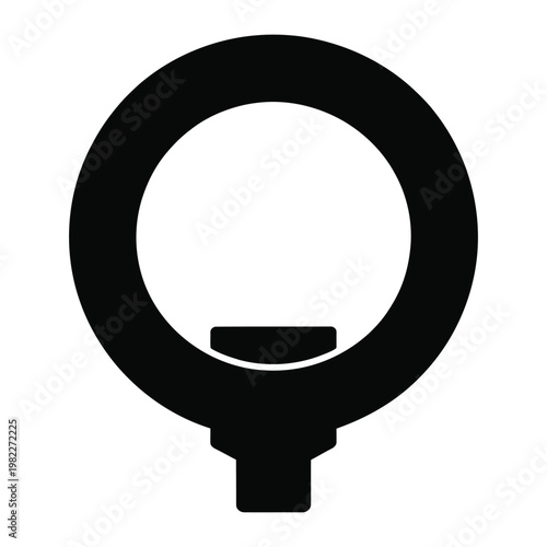 A simple black ring light graphic illustration against a neutral background a striking silhouette