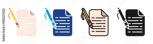 Writing Notes icon set multiple style collection