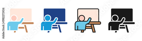 Teaching icon set multiple style collection