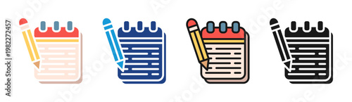 Notebook icon set multiple style collection