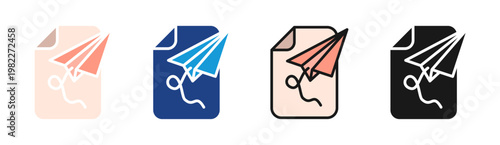 Paperplane icon set multiple style collection