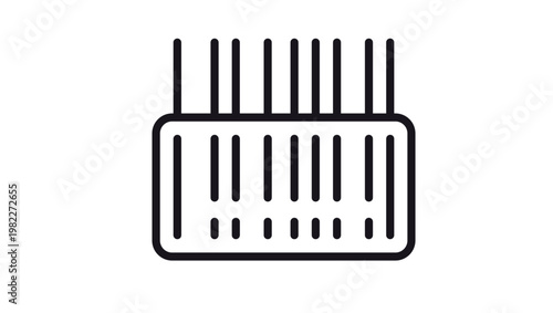 Barcode vector icon illustration. Black minimalist silhouette symbol of a product scan code for retail, business, and logistics. Scalable graphic design element for web and print applications.