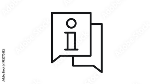 Obraz na płótnie Information and Help Support Vector Icon Illustration Featuring Two Overlapping Speech Bubbles with an 'i' Symbol, Minimalist Black Line Art for FAQ, Customer Service, and Communication Design