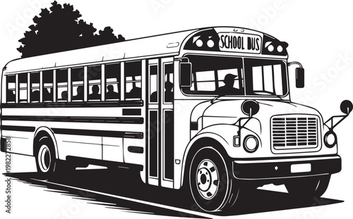 Vintage school bus transporting students to educational destinations