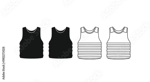 Four tactical vests in varying shades a striking black silhouette