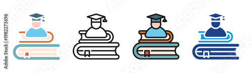 Study Stack icon set multiple style collection