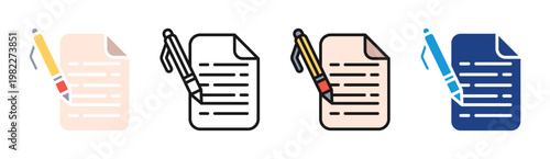 Writing Notes icon set multiple style collection