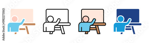 Teaching icon set multiple style collection