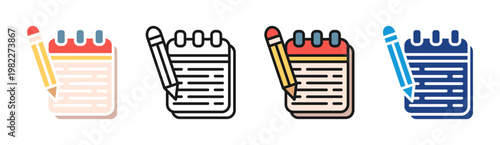 Notebook icon set multiple style collection