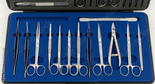 Assortment of Surgical Instruments in a Medical Kit