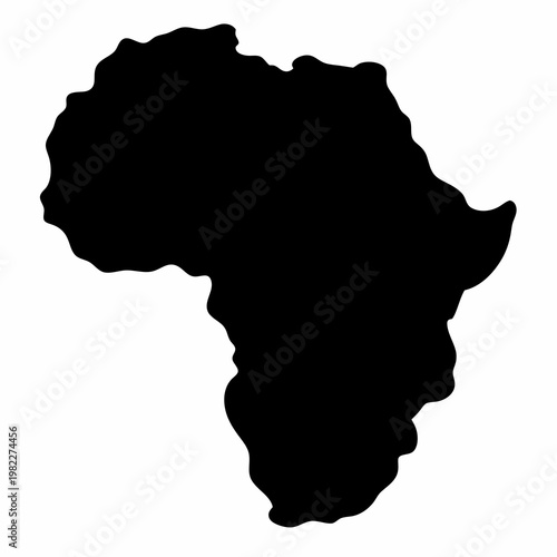 Black silhouette of the continent of Africa on a white background