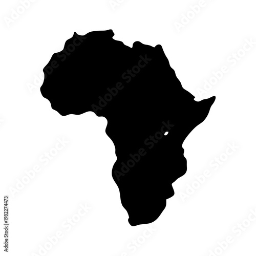 A stark black silhouette reveals the continent of Africa in detail