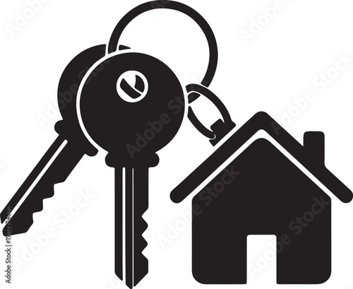 Photos Black and white of house keys on a keychain with a house charm also transparent