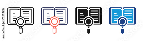 Book Review icon set multiple style collection