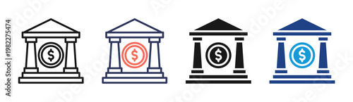 Rights Bank icon set multiple style collection