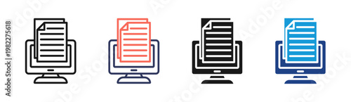 Document Display icon set multiple style collection