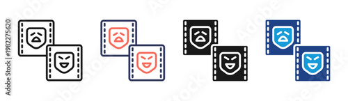 Content Emotion icon set multiple style collection