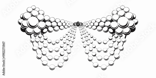 Decorative symmetrical pearl necklace graphic with draped beaded strands necklace illustration accessory ornament monochrome detailed adornment silhouette abstract minimalist stylized