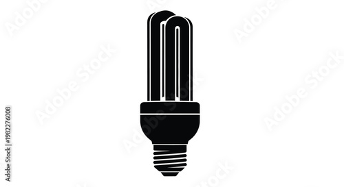 A stark black silhouette depicts a compact fluorescent lamp commonly known as a cfl lightbulb