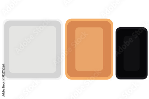 食品トレイセット｜発泡容器・パックトレーのシンプルイラスト素材