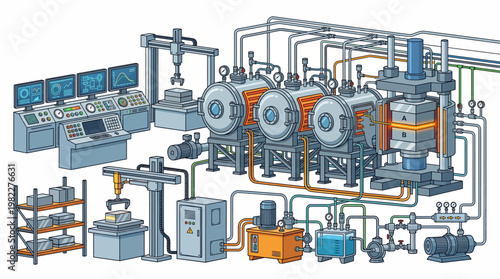 Industrial machinery and equipment illustration.