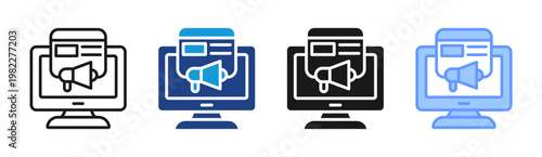 Media Promotion icon set multiple style collection