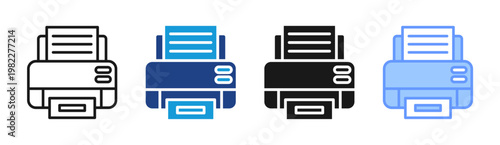 Document Printing icon set multiple style collection