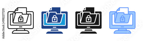 Secure Files icon set multiple style collection