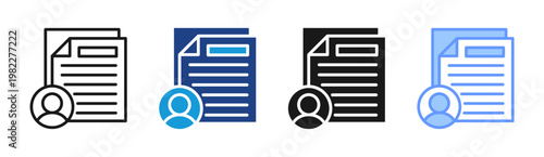 Author Profile icon set multiple style collection