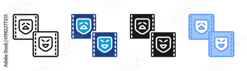 Content Emotion icon set multiple style collection