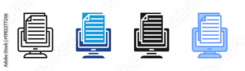 Document Display icon set multiple style collection