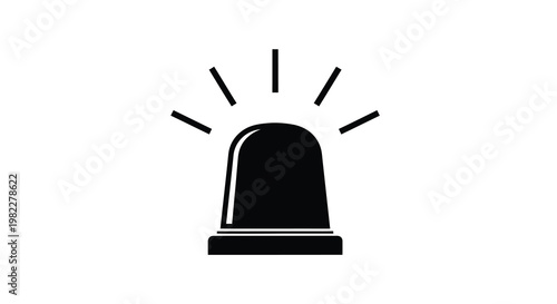 A simple black silhouette depicts an emergency vehicle light featuring radiating lines above high quality professional