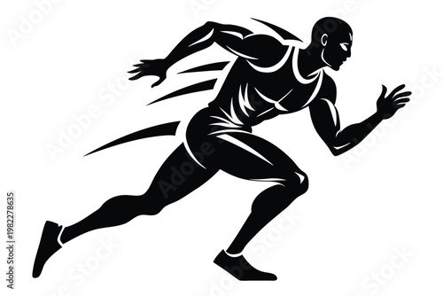 athlete runner silhouette line art vector illustration with a white background