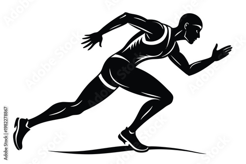 athlete runner silhouette line art vector illustration with a white background